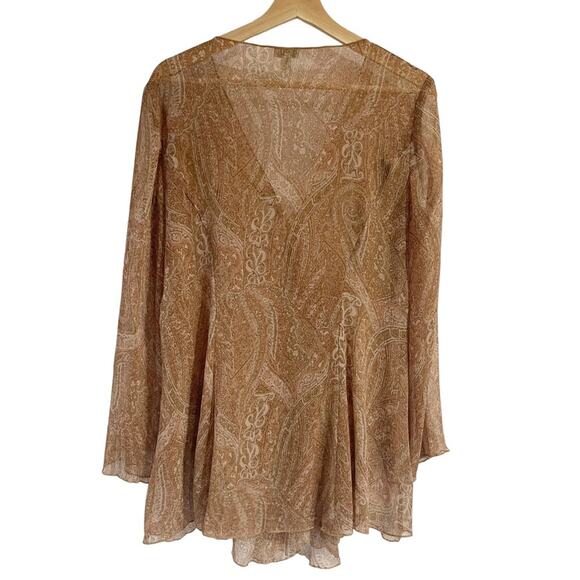 J Jill Womens Oversized Boho Paisley Long Sleeve Top Medium Wide Straight Sleeve - Picture 2 of 6